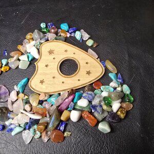 Planchette Crystal Sphere Stand holder wood